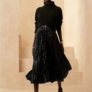 Banana Republic Pleated Sequin Midi Skirt